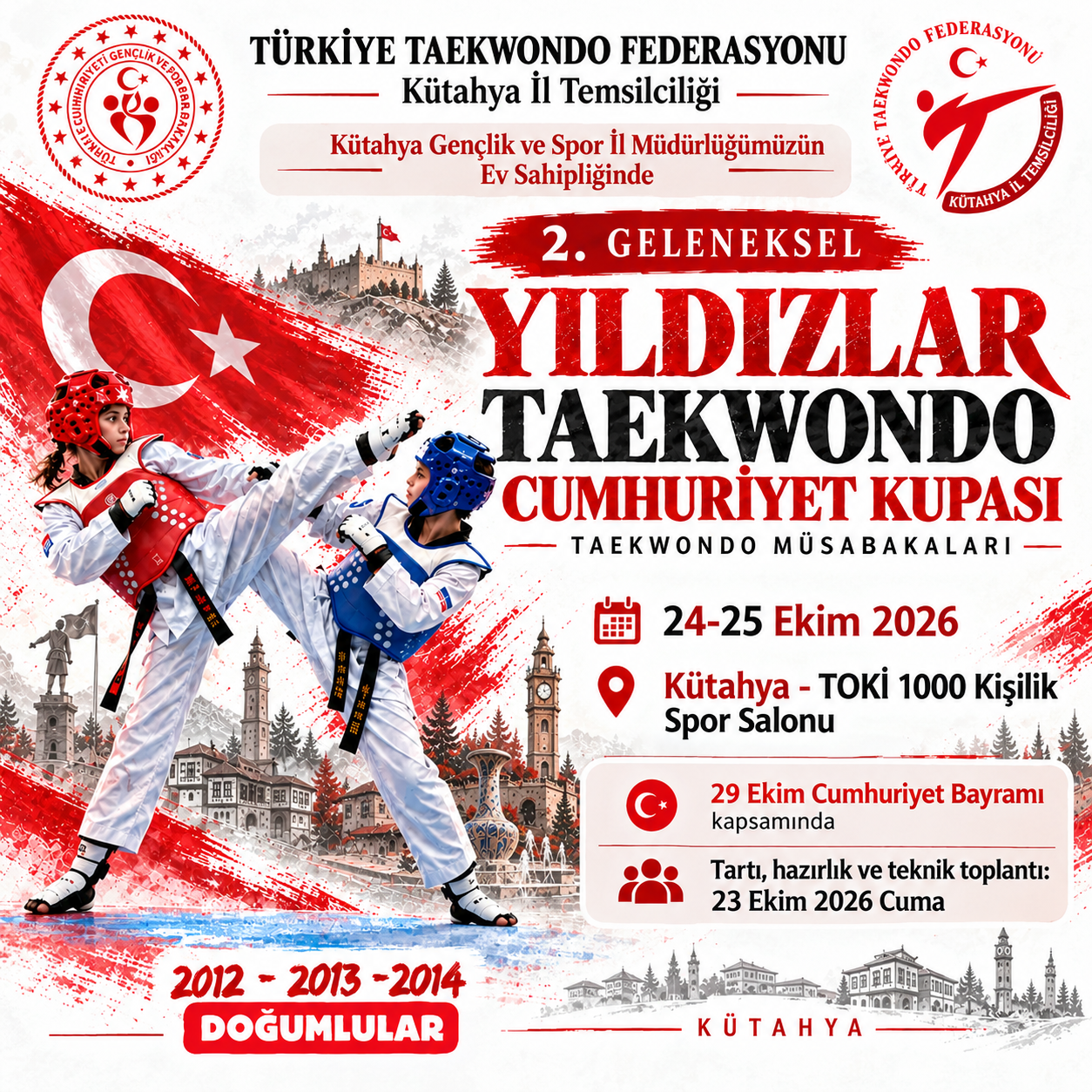 Kütahya 2.Geleneksel Yıldızlar Taekwondo Cumhuriyet Kupası afişi
